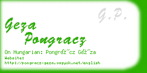 geza pongracz business card